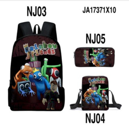 Rainbow Friends Children's Backpack Three-Piece Set