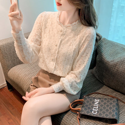 Stylish Women's Long Sleeve Lace Blouse