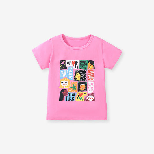 Girls' Abstract Print Cotton T-shirt