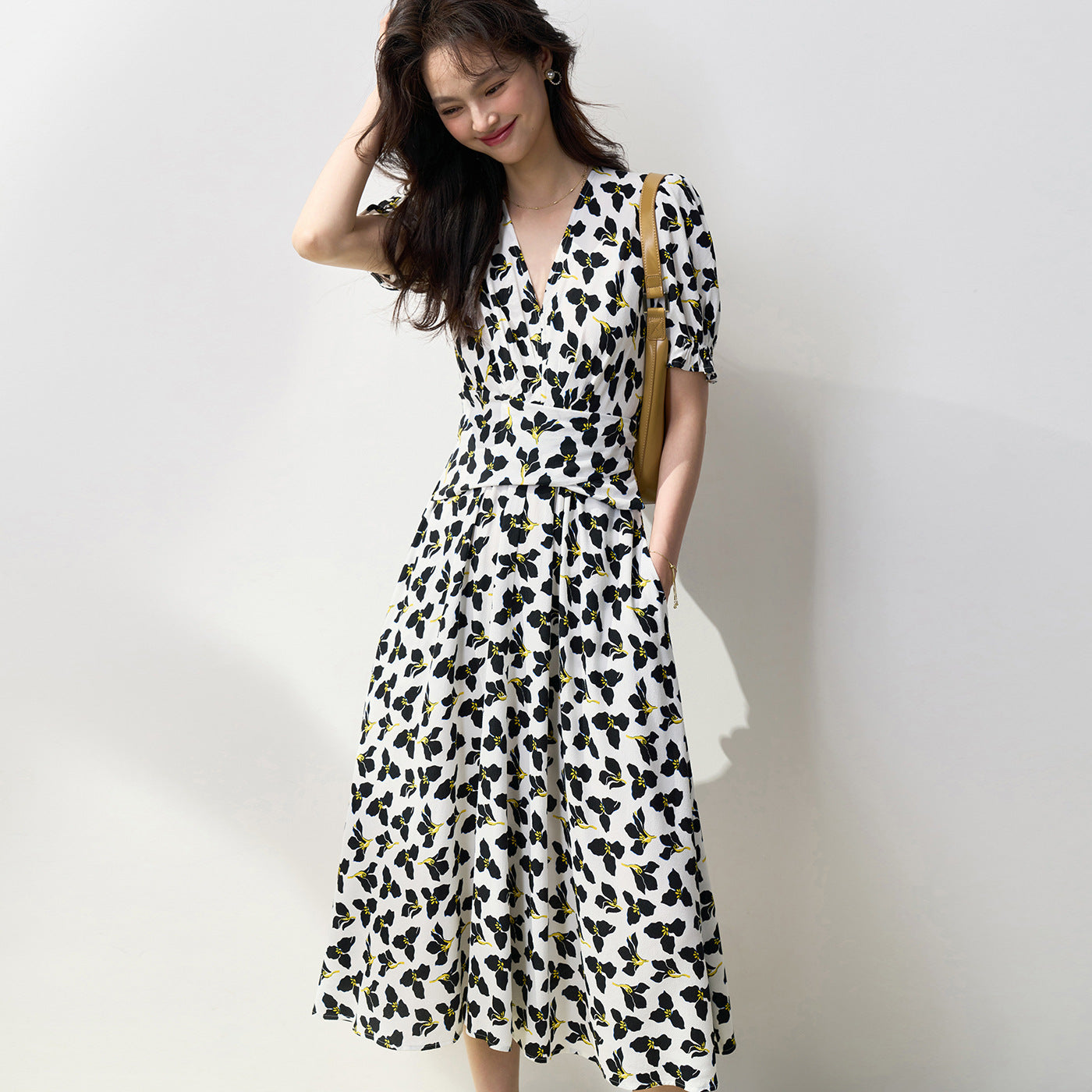 Clover Charm Wrap Midi Dress