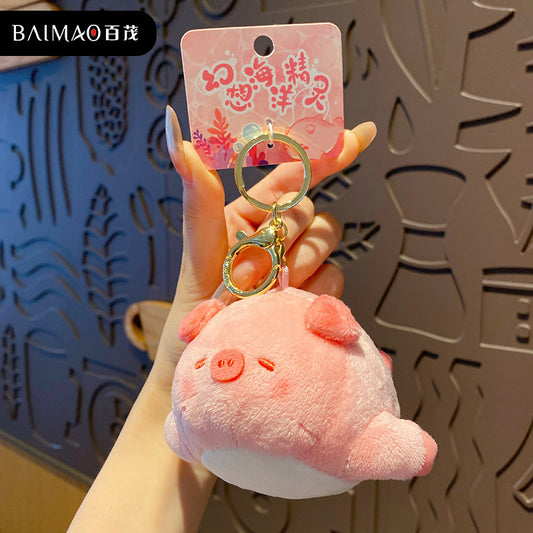 Plush fantasy ocean elf pig dolphin doll keychain cartoon soft cute animal backpack pendant