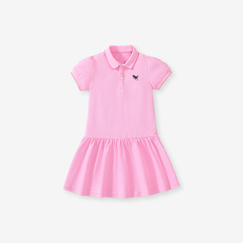 Short Sleeve Cotton Polo Shirt Dress