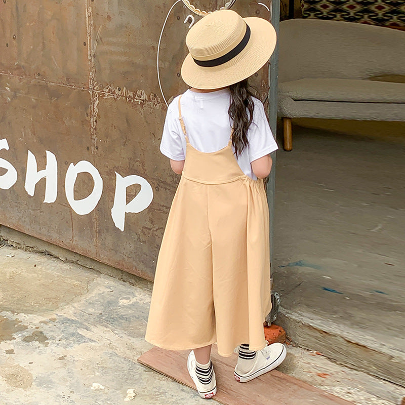 Girls' Chic Tank Top and Wide-leg Capri Pants Two Pieces Set – SUNJIMISE  Kids Fashion