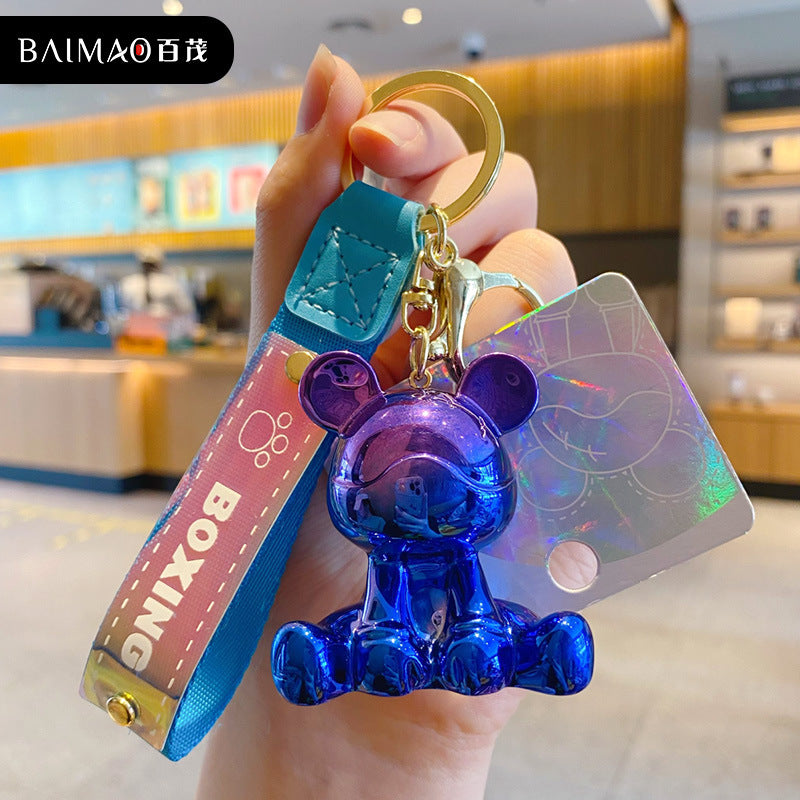 Resin Colorful Bear Bago Keychain, Fashionable and Exquisite Couple Keychain, Backpack Pendant