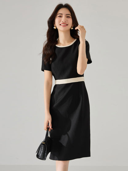 Chic Color-Block Sheath Midi Dress