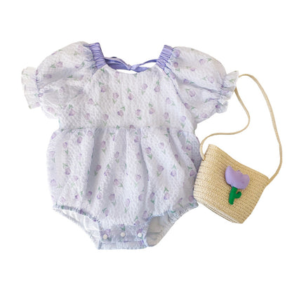Baby Girl Floral Onesie with Bag