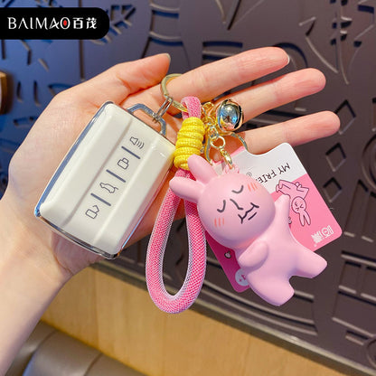 Creative Cartoon Pink Rabbit Pinch Music Keychain Female Cute Emotionally Stable Stress Relieving Toy Bag Pendant