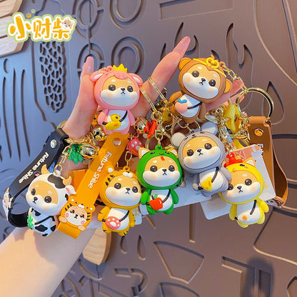 Cartoon zodiac rabbit keychain cute and exquisite Shiba Inu keychain couple backpack pendant