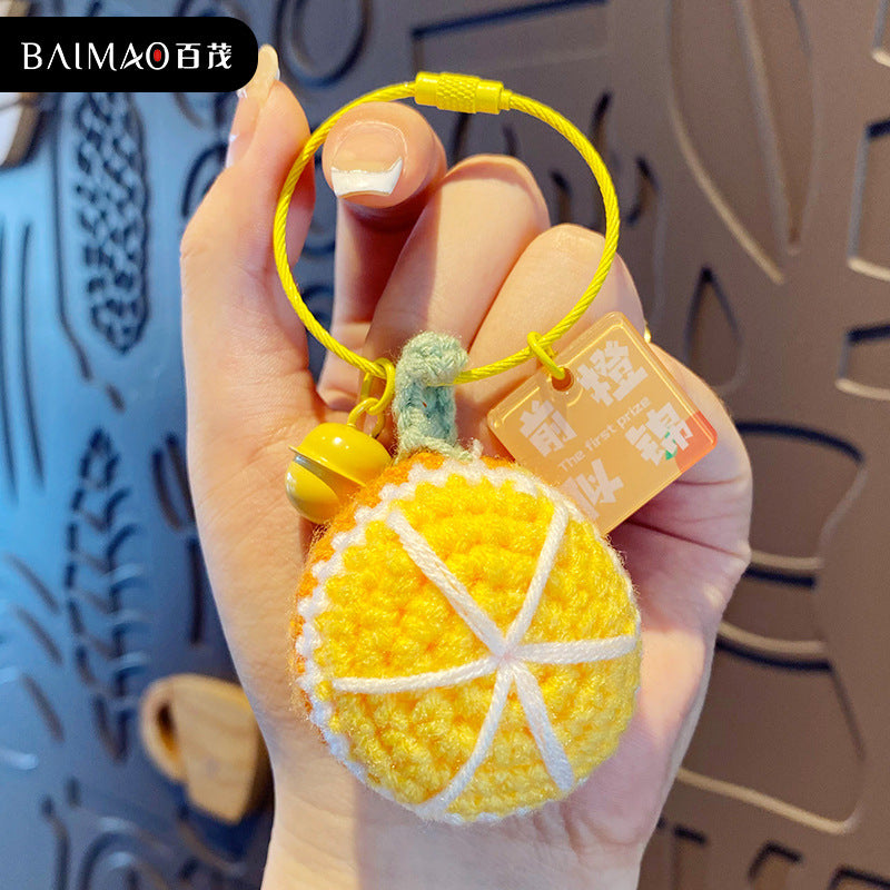 Creative hand woven yarn hook woven persimmon peanut keychain exquisite plush hook woven good things happen bag pendant