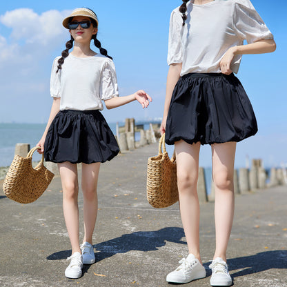 Girls' Casual T-shirt and Lantern Shorts Two Pieces Set