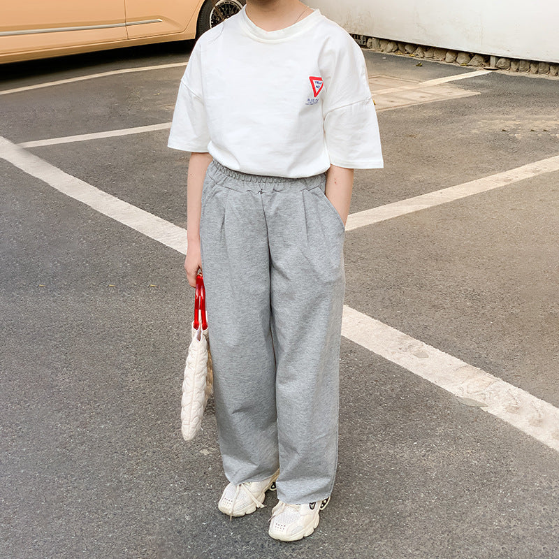 Girls' Chic T-shirt and Straight Pants Two Pieces Set