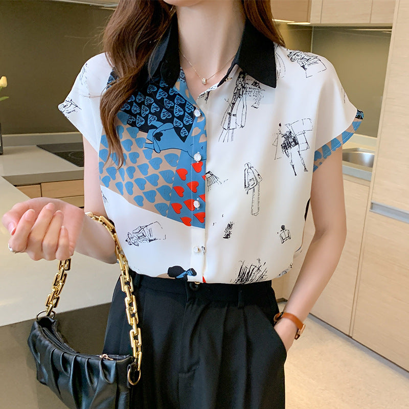 Women's Abstract Print Chiffon Blouse