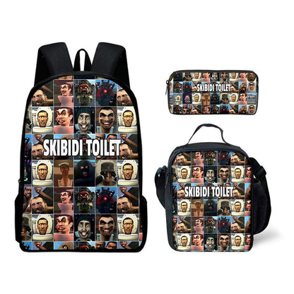 Skibidi Toilet Children's Backpack Three-Piece Set