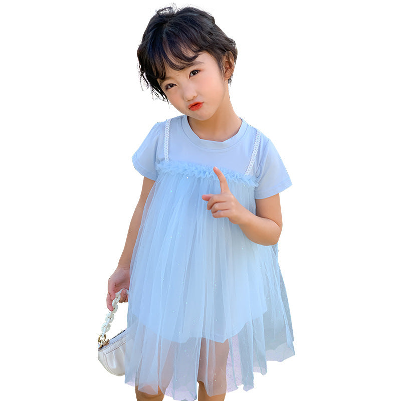 Girls' Korean Style High-waist Tulle Dress