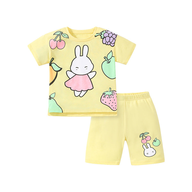 Short Sleeve Kids Cartoon T-shirt and Shorts Two-pieces Set