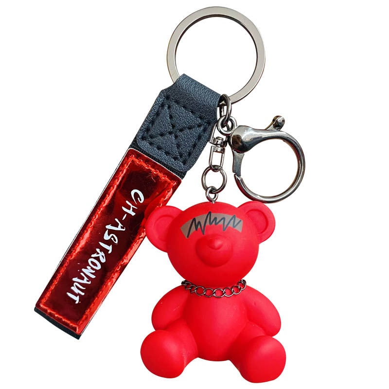 Cartoon resin radio bear keychain cute and exquisite couple doll keychain backpack pendant wholesale