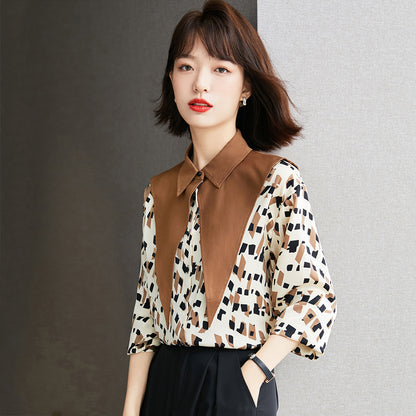 Women's Floral Chiffon Baby Collar Blouse