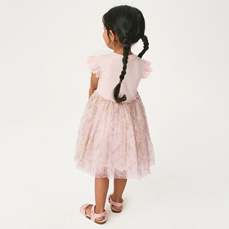 Embroidery Mesh Kids' Princess Dress