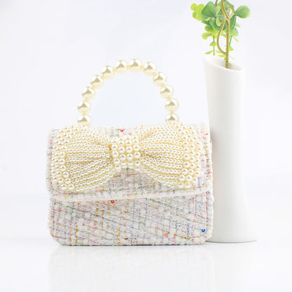 Korean Style Bow Faux Pearl Mini Cross-Body Bag