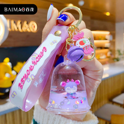 Oil filled Candy House Jelly Bottle Acrylic Exquisite Keychain Car Keychain Cute Pendant