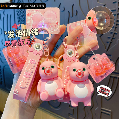 Stress relieving Bubble Blowing Milk Dragon Pink Keychain Cute and Exquisite Doll for Women and Men Stress relieving Toy Bag Pendant