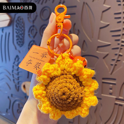 Creative hand woven yarn hook woven persimmon peanut keychain exquisite plush hook woven good things happen bag pendant