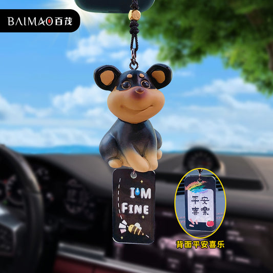 Cartoon Resin Bee Dog Car Pendant Creative Cute and Exquisite Car Pendant Car Pendant Decoration