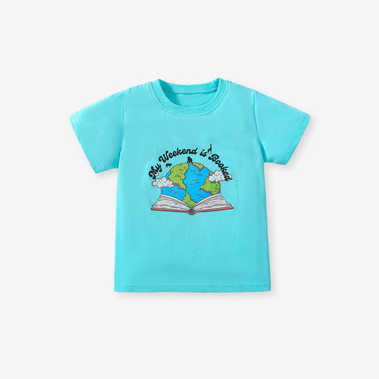 Cartoon Print Kids' Unisex Cotton T-shirt