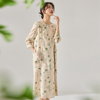 Elegant Chinese Tencel Cheongsam Style Dress