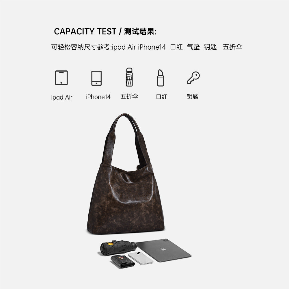 Large capacity tote bag PU leather casual simple shoulder bag women's fashion classic versatile commuting bag