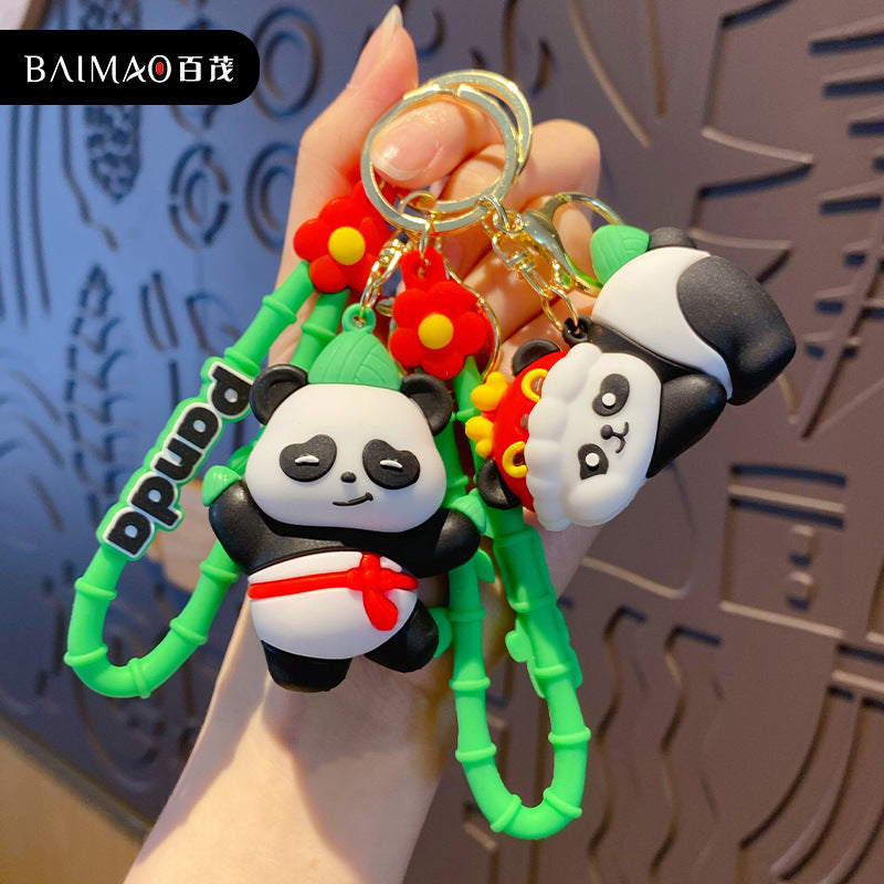 Creative Loong Boat Festival Zongzi Panda Car Key Chain Cute Cartoon Glue Drop Doll Male and Female Backpack Hanging Gift