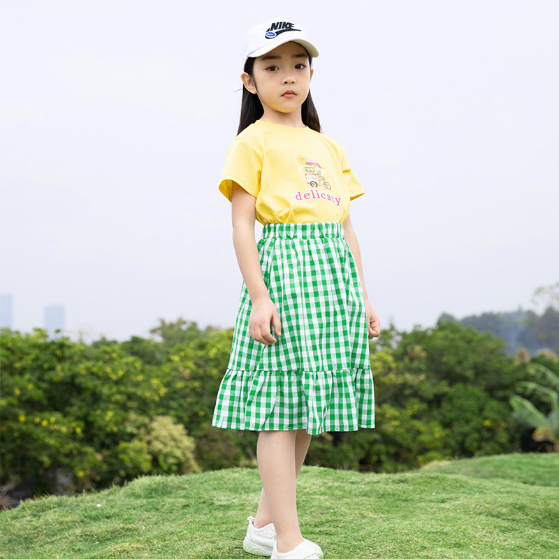 Girls' Korean Style Top and Skirt Two-Pieces Set