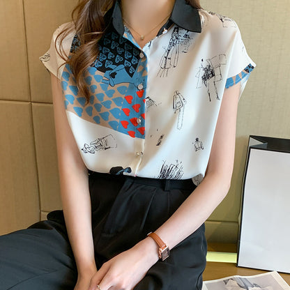 Women's Abstract Print Chiffon Blouse