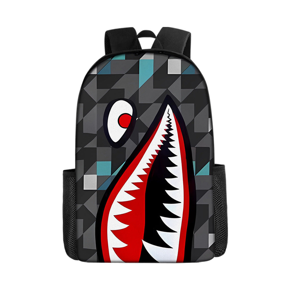 Shark Cartoon Children's Backpack Three-Piece Set