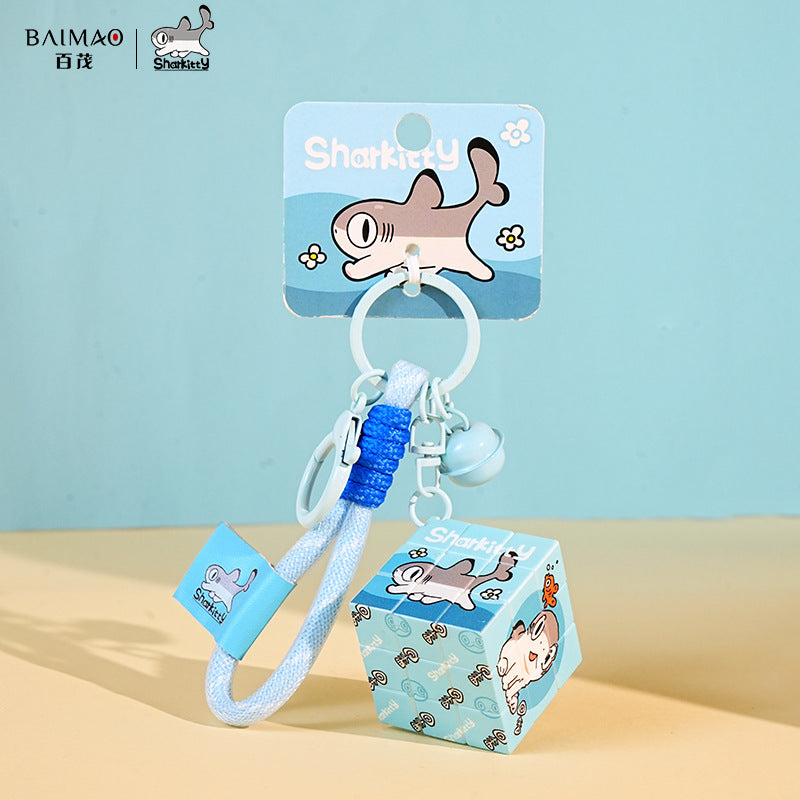 Small Shark Cat Doll Injection Molding Doll Keychain Puzzle Cube Female Cute Exquisite Backpack Keychain Ring Decoration