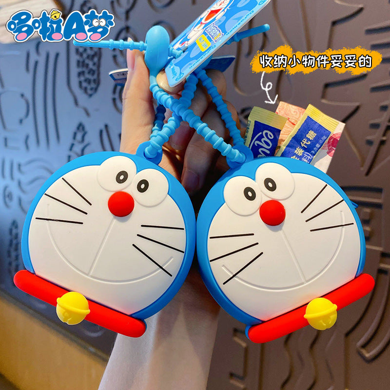 Doraemon Zero Wallet Keychain Female Cute Creative Exquisite Dingdang Cat Earphone Bag Pendant