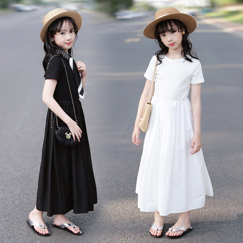 Korean Style Girls' Retro Patchwork Princess Dress