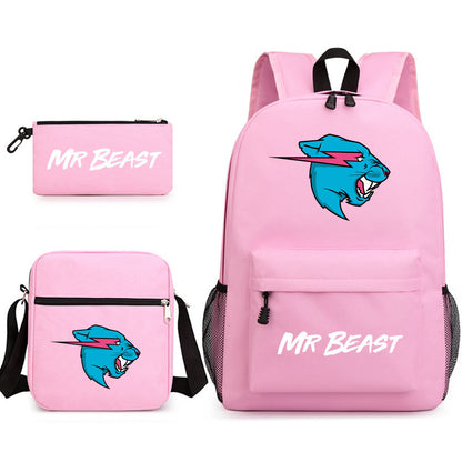 Mr Beast Lightning Cat Children's Backpack Three-Piece Set