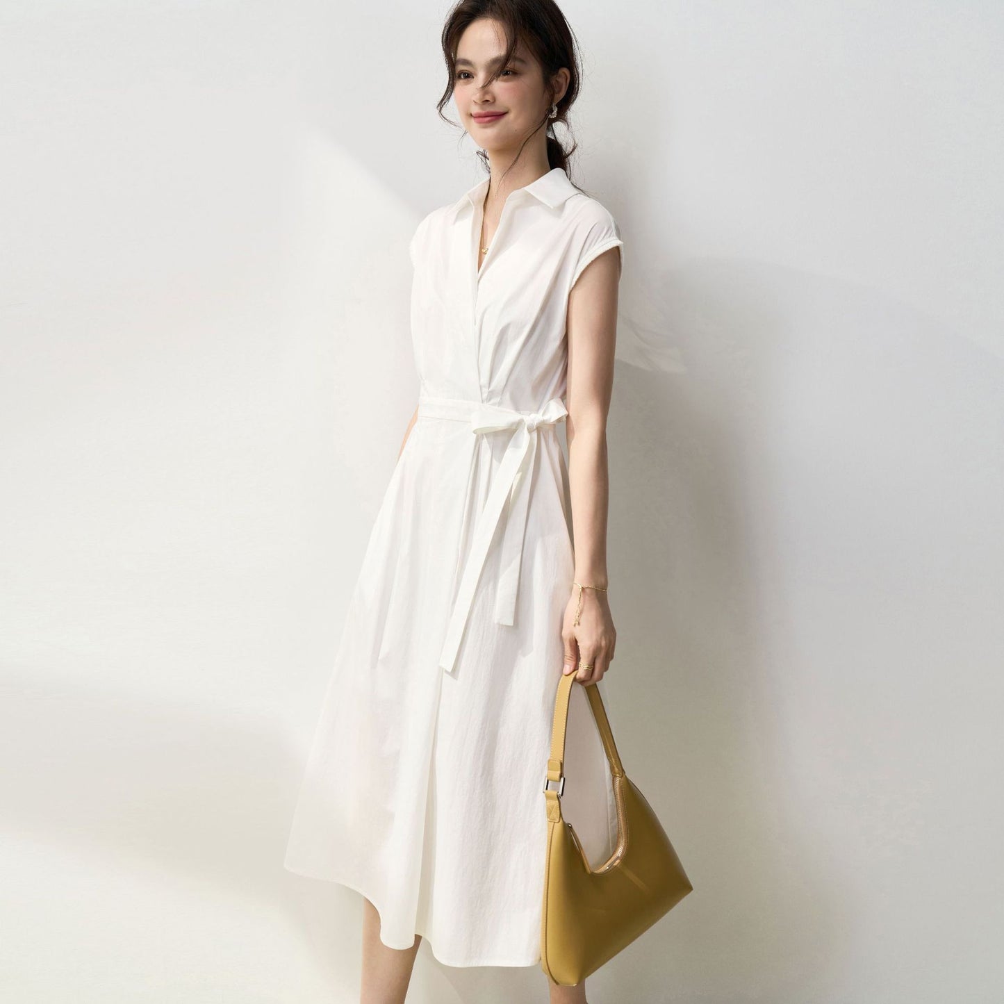 Elegance Wrap Cotton Shirt Dress