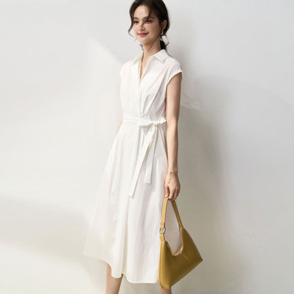 Elegance Wrap Cotton Shirt Dress