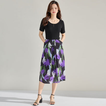 Tulip Bloom Slimming Midi Skirt