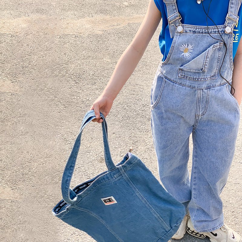 Buy yiboolai Women's Summer Adjustable Shoulder Strap Bib Overall Baggy Denim  Suspender Pants Jeans Jumpsuits with Pockets, Blue, Large at Amazon.in