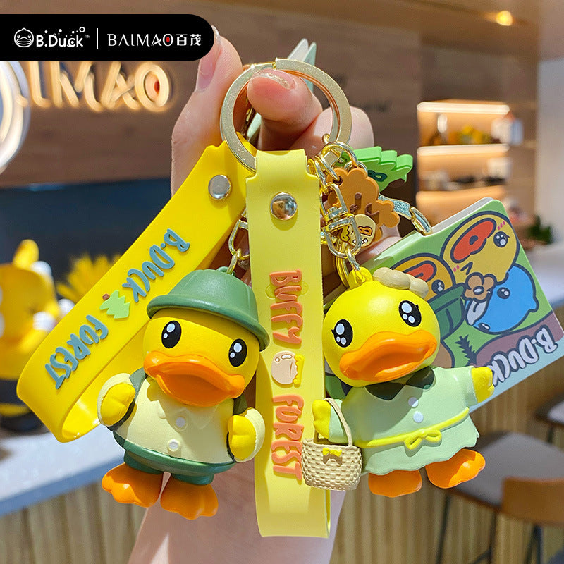 B. Duck Little Yellow Duck Jungle Series Keychain Female Cute Trendy Exquisite Doll Keychain Bag Pendant