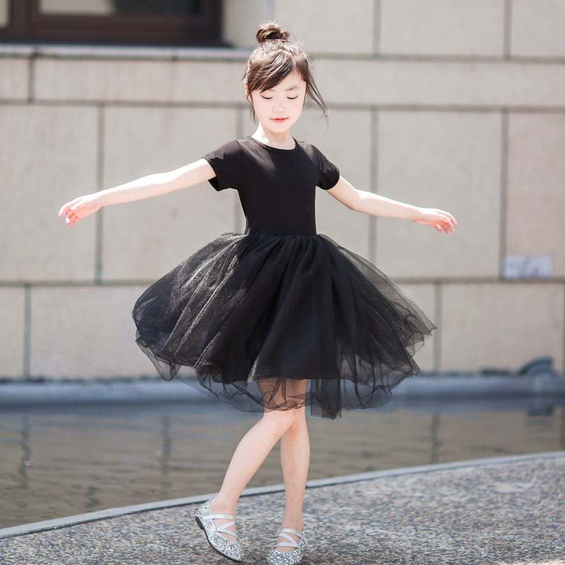 Girls' Korean-style Princess Tulle Dress Black