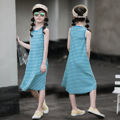 Cotton Striped Sleeveless Dress