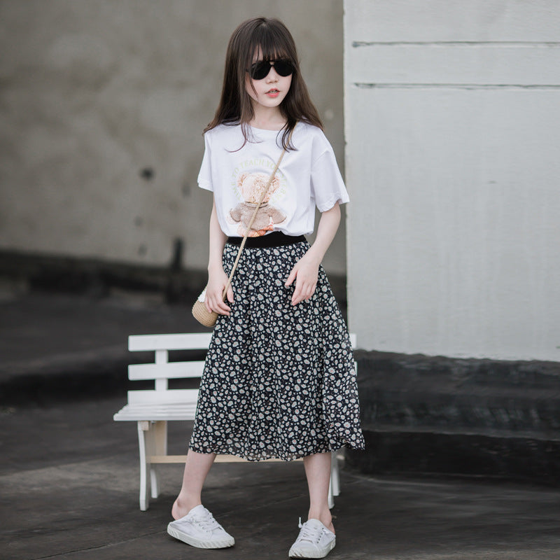 Blossom Breeze T-shirt and Skirt Two Pieces Set