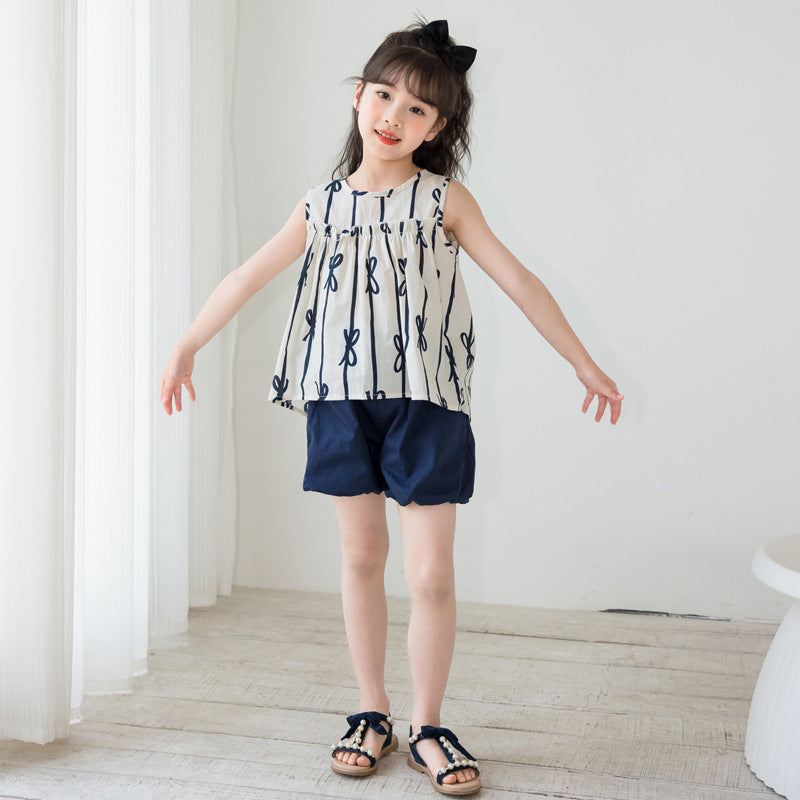 Casual Two-Piece Sleeveless Top and Bloomers Set