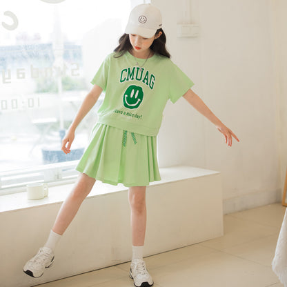 T-shirt and Skirt Athletic Two Pieces Set