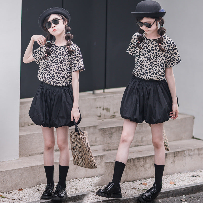 Stylish Leopard Print Top and Shorts for Girls