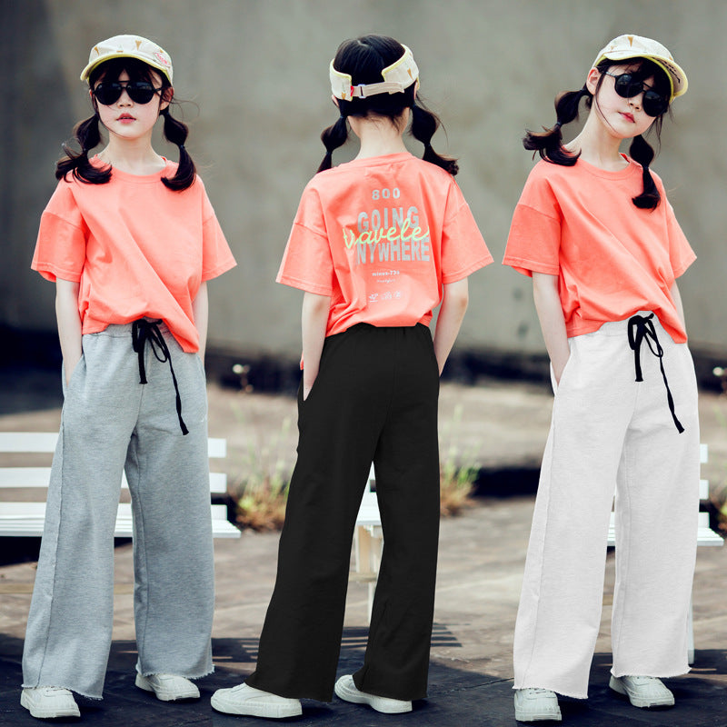 Girls' Korean Style Wide Leg Pants and T-shirt – SUNJIMISE Kids